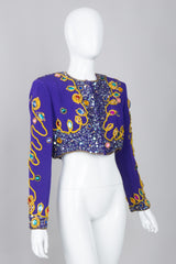 Victoria Royal Embellished Sequin Beaded Crop Matador Jacket