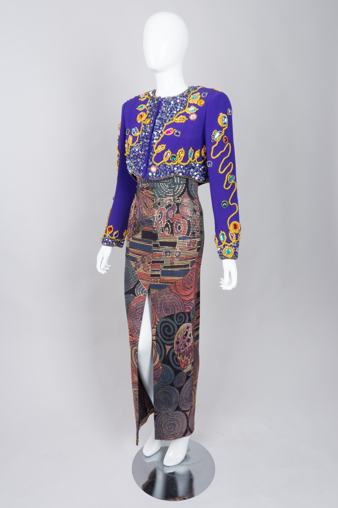 Victoria Royal Embellished Sequin Beaded Crop Matador Jacket
