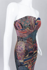 Janine of London 80s Painted Abstract Sheath Column Gown