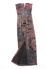 Janine of London 80s Painted Abstract Sheath Column Gown