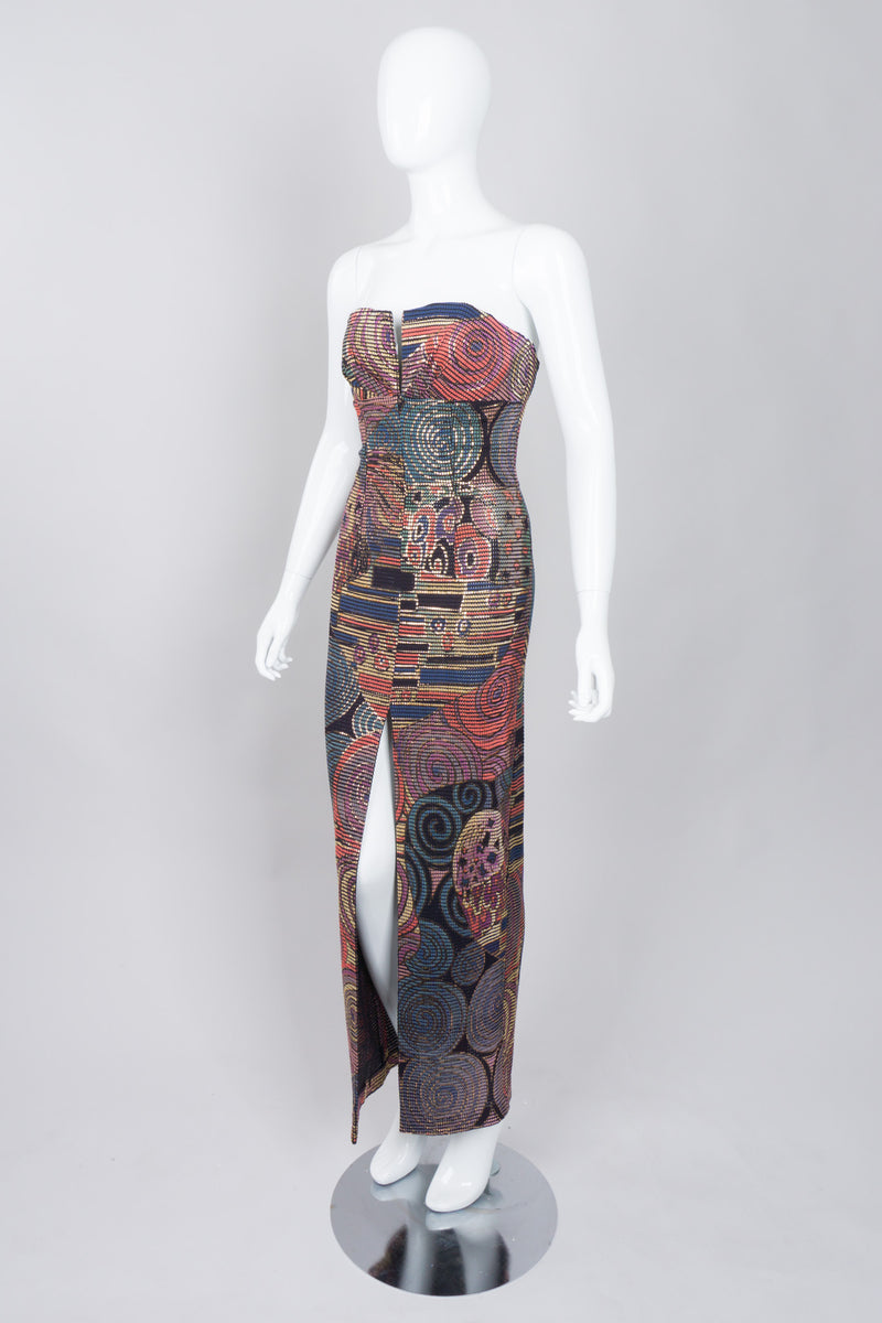Janine of London 80s Painted Abstract Sheath Column Gown