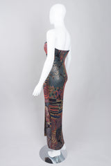 Janine of London 80s Painted Abstract Sheath Column Gown