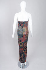 Janine of London 80s Painted Abstract Sheath Column Gown