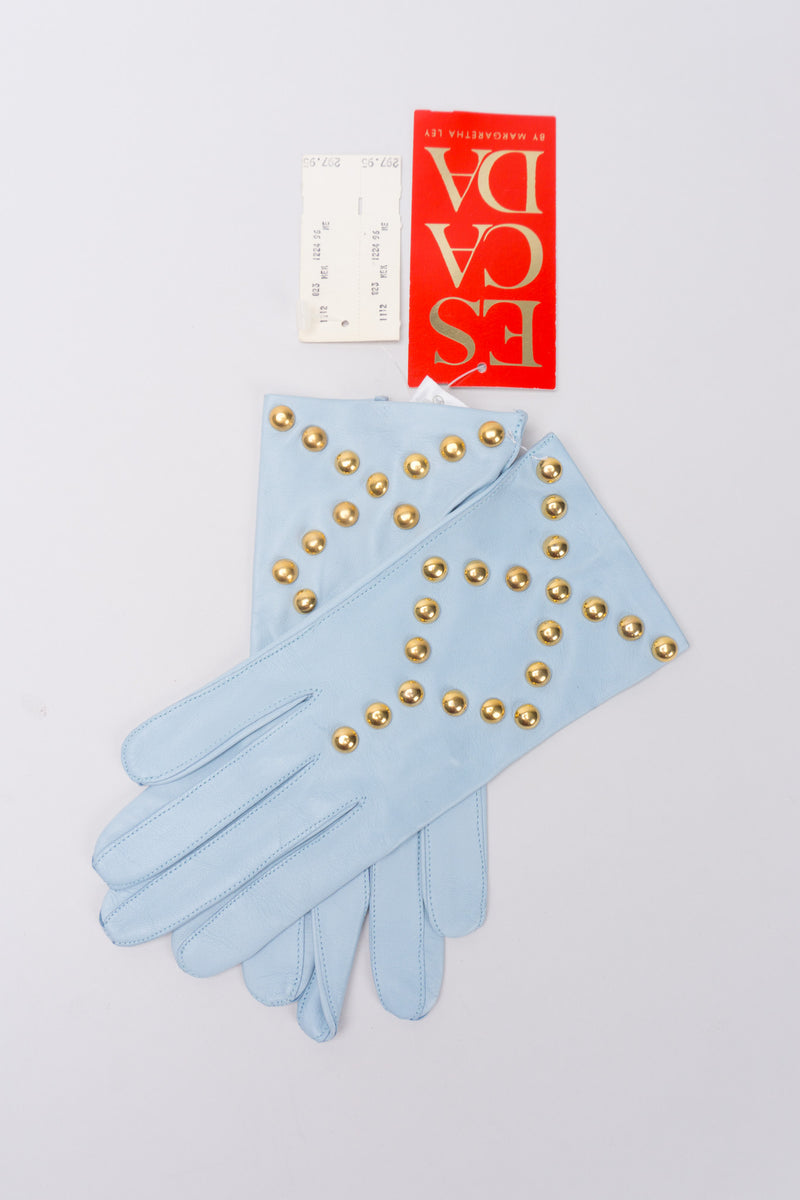 Escada New Gold Stud Leather Gloves