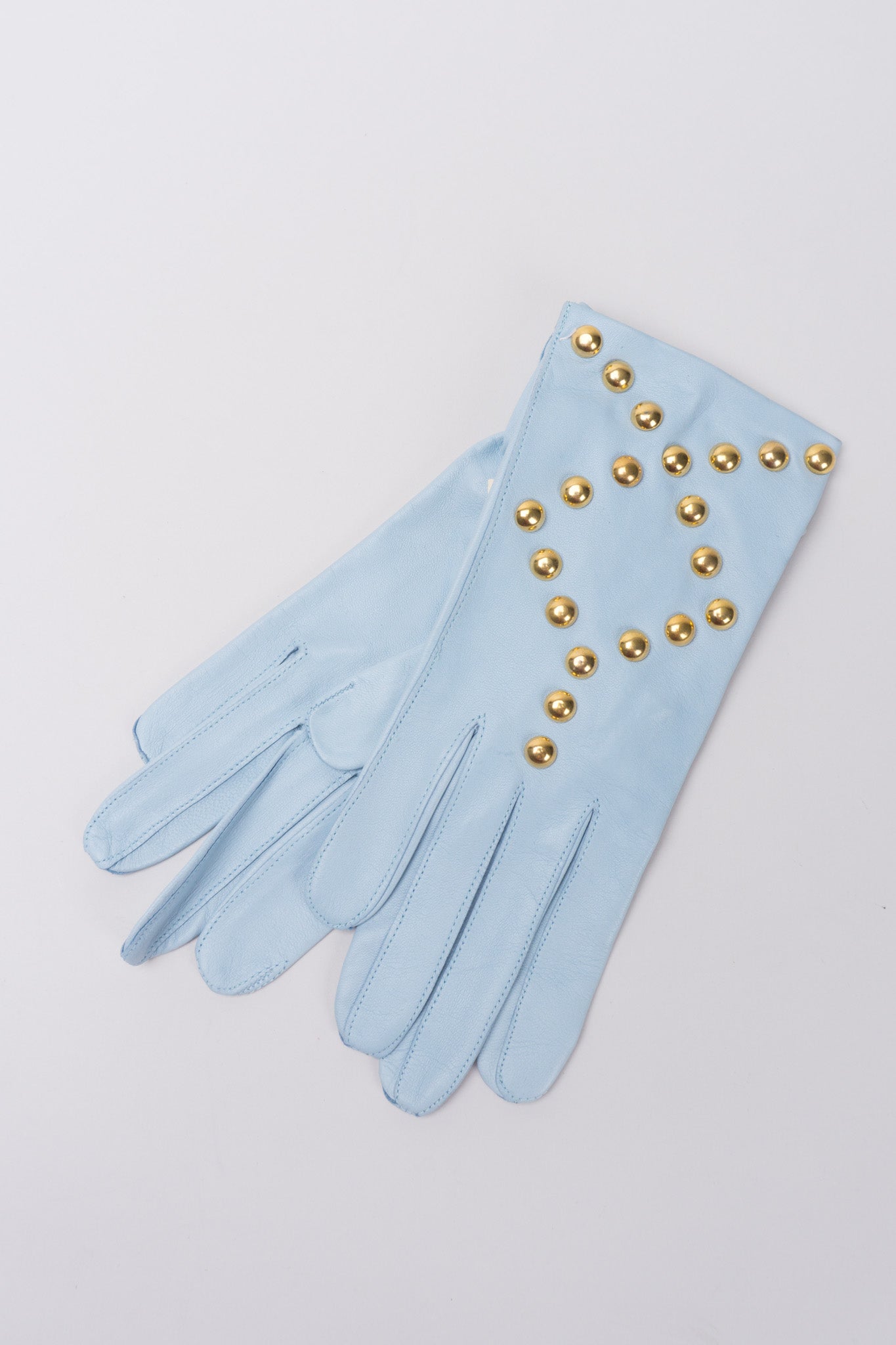Escada New Gold Stud Leather Gloves
