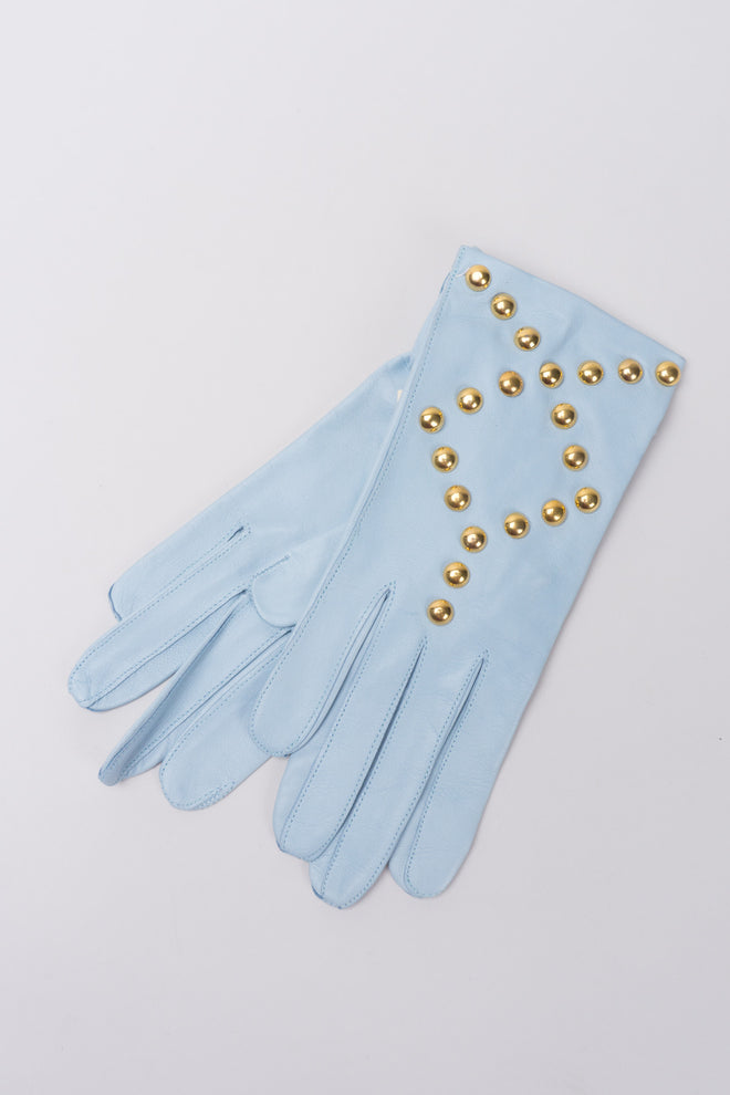 Escada New Gold Stud Leather Gloves