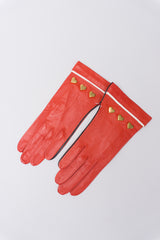 Escada Heart Stud Leather Gloves