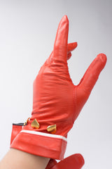 Escada Heart Stud Leather Gloves