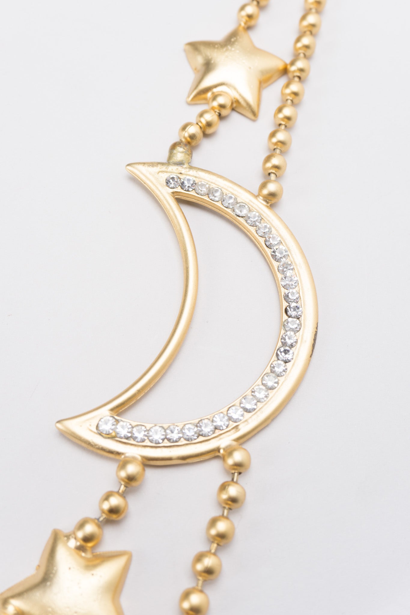 Shooting Stars and Moon Layered Matte Gold Necklace