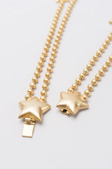 Shooting Stars and Moon Layered Matte Gold Necklace