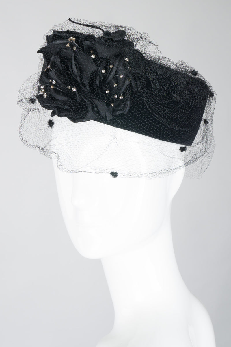 Givenchy Embellished Velvet Net Pillbox Hat