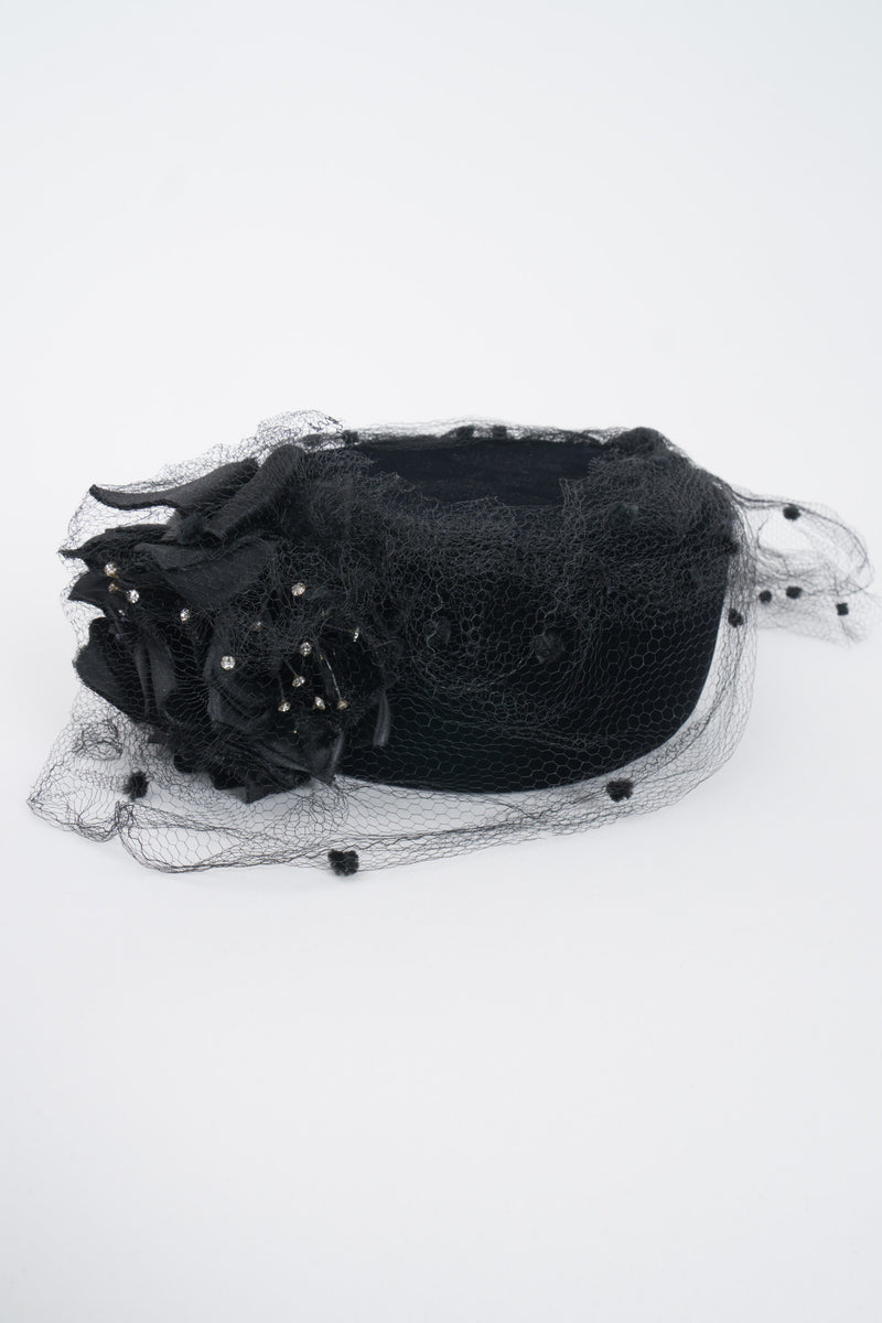 Givenchy Embellished Velvet Net Pillbox Hat