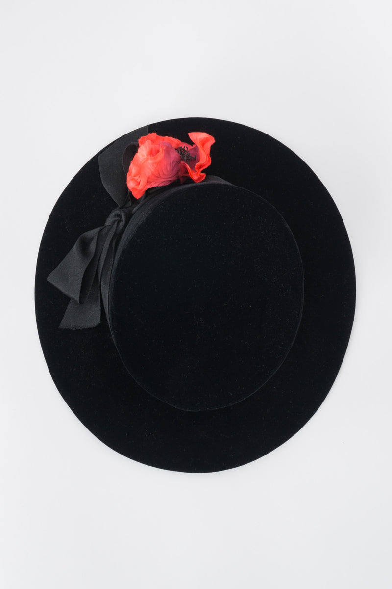 Givenchy Poppy Blossom Velvet Boater Brimmed Hat