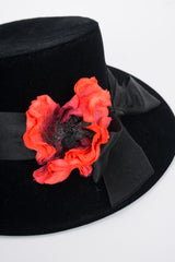 Givenchy Poppy Blossom Velvet Boater Brimmed Hat