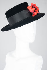 Givenchy Poppy Blossom Velvet Boater Brimmed Hat