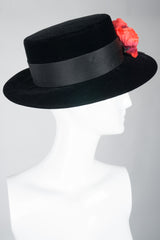 Givenchy Poppy Blossom Velvet Boater Brimmed Hat