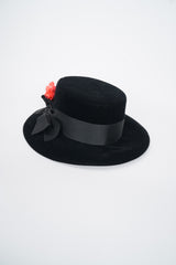 Givenchy Poppy Blossom Velvet Boater Brimmed Hat