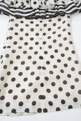 Givenchy 80s Silk Burlap Tiered Polka Dot Peplum Gown