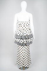 Givenchy 80s Silk Burlap Tiered Polka Dot Peplum Gown