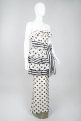 Givenchy 80s Silk Burlap Tiered Polka Dot Peplum Gown