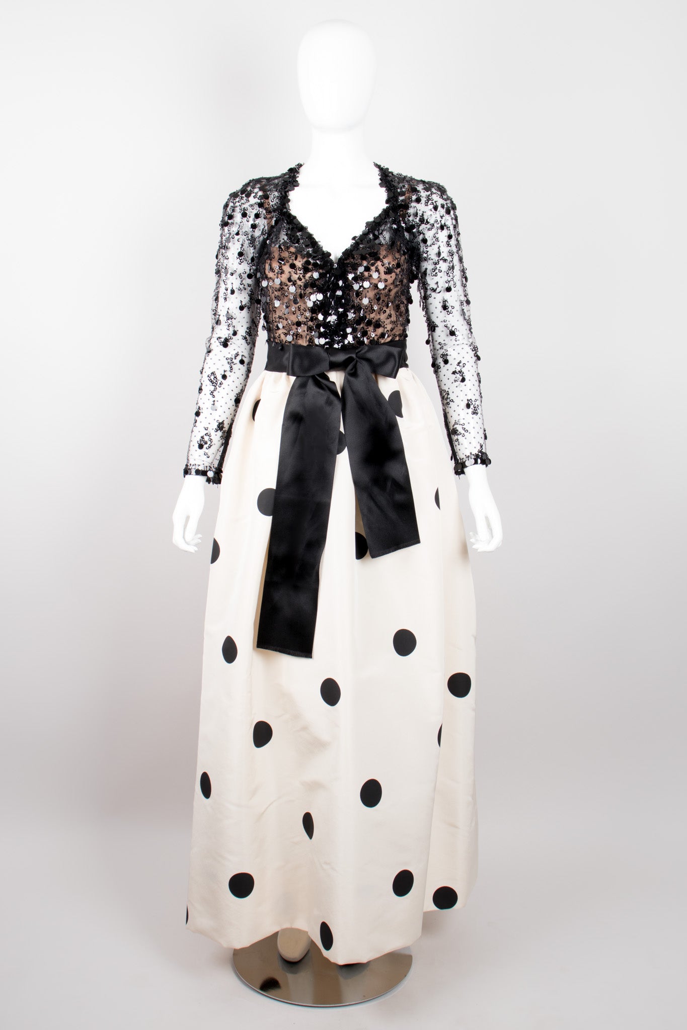 Givenchy Vintage Lace Taffeta Dot Gown