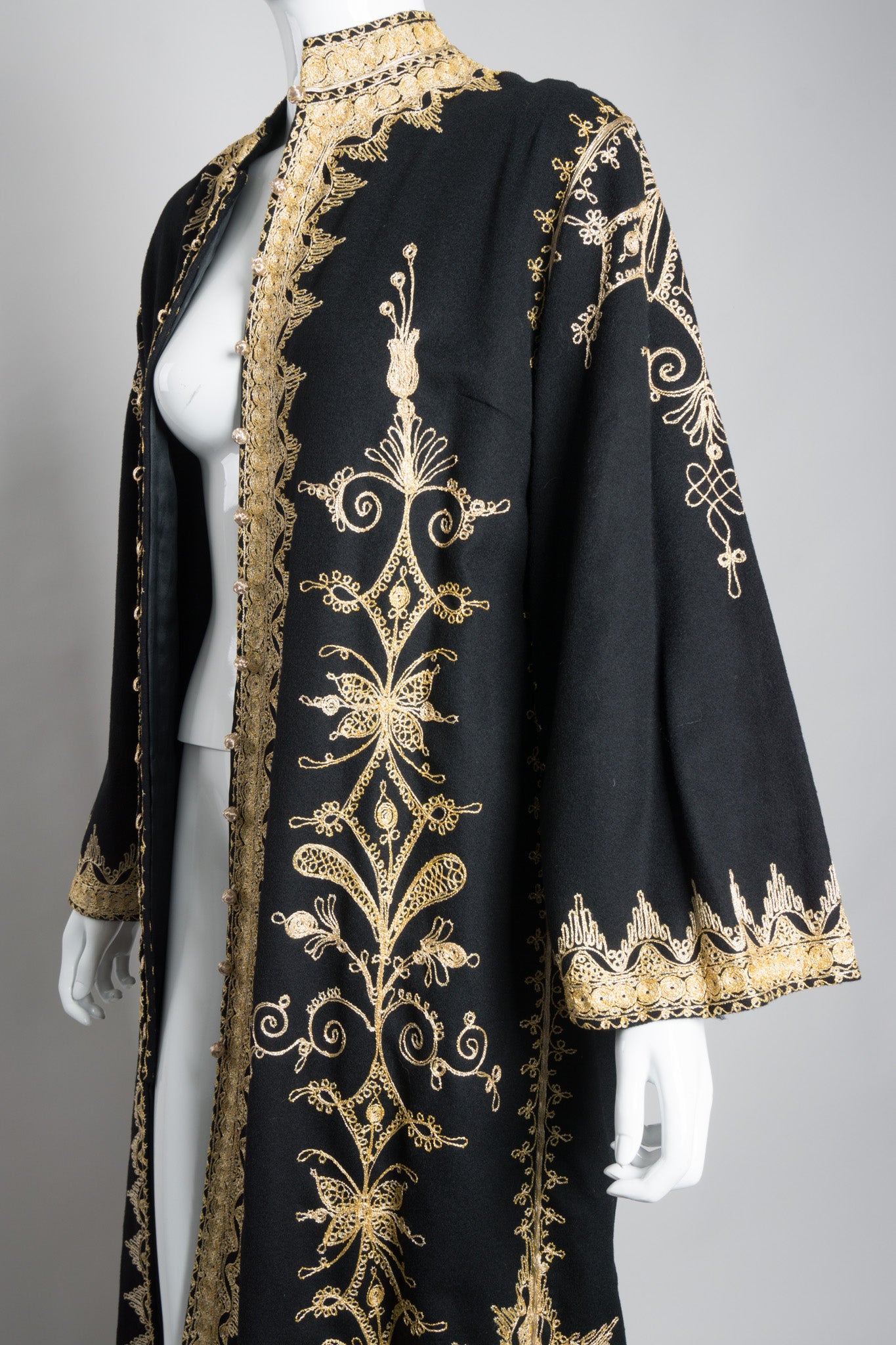 Embellished Woolen Gold Philosopher Vintage Moroccan Robe