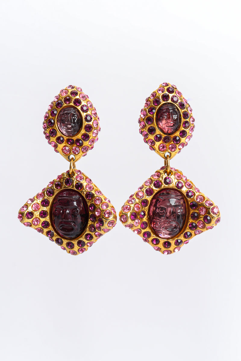 Vintage Alexis Lahellec Rhinestone Face Earrings front hang @ Recess Los Angeles
