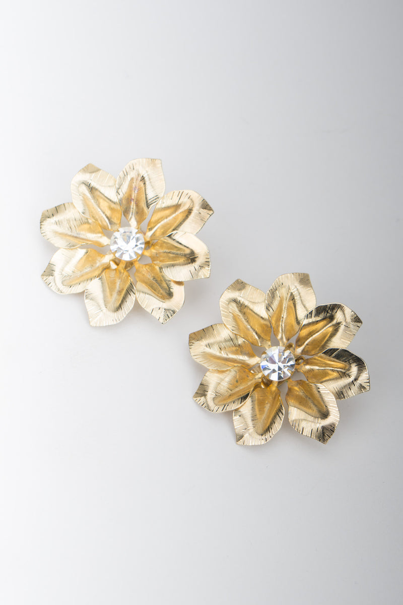 Oversized Flower Blossom Button Vintage Earrings