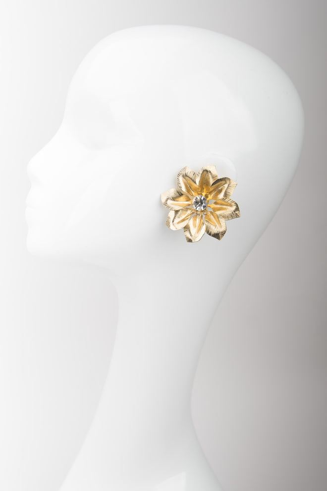 Oversized Flower Blossom Button Vintage Earrings