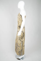 YSL Yves Saint Laurent AW 1992 Leopard Lamé One-Shoulder Dress