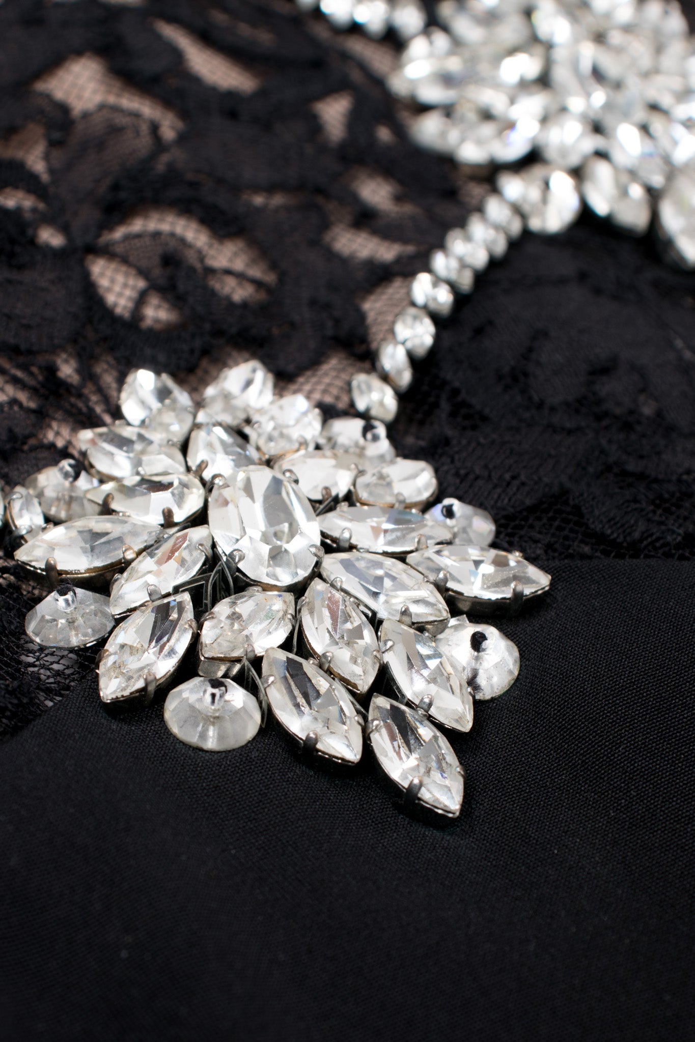 Galanos Vintage Crystal Jeweled Lace Mesh Illusion Dress