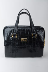 Fred Hayman Croc Embossed Leather Satchel Handbag