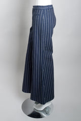 Comme Des Garçons Pinstripe Wide Leg Flared Denim Trousers