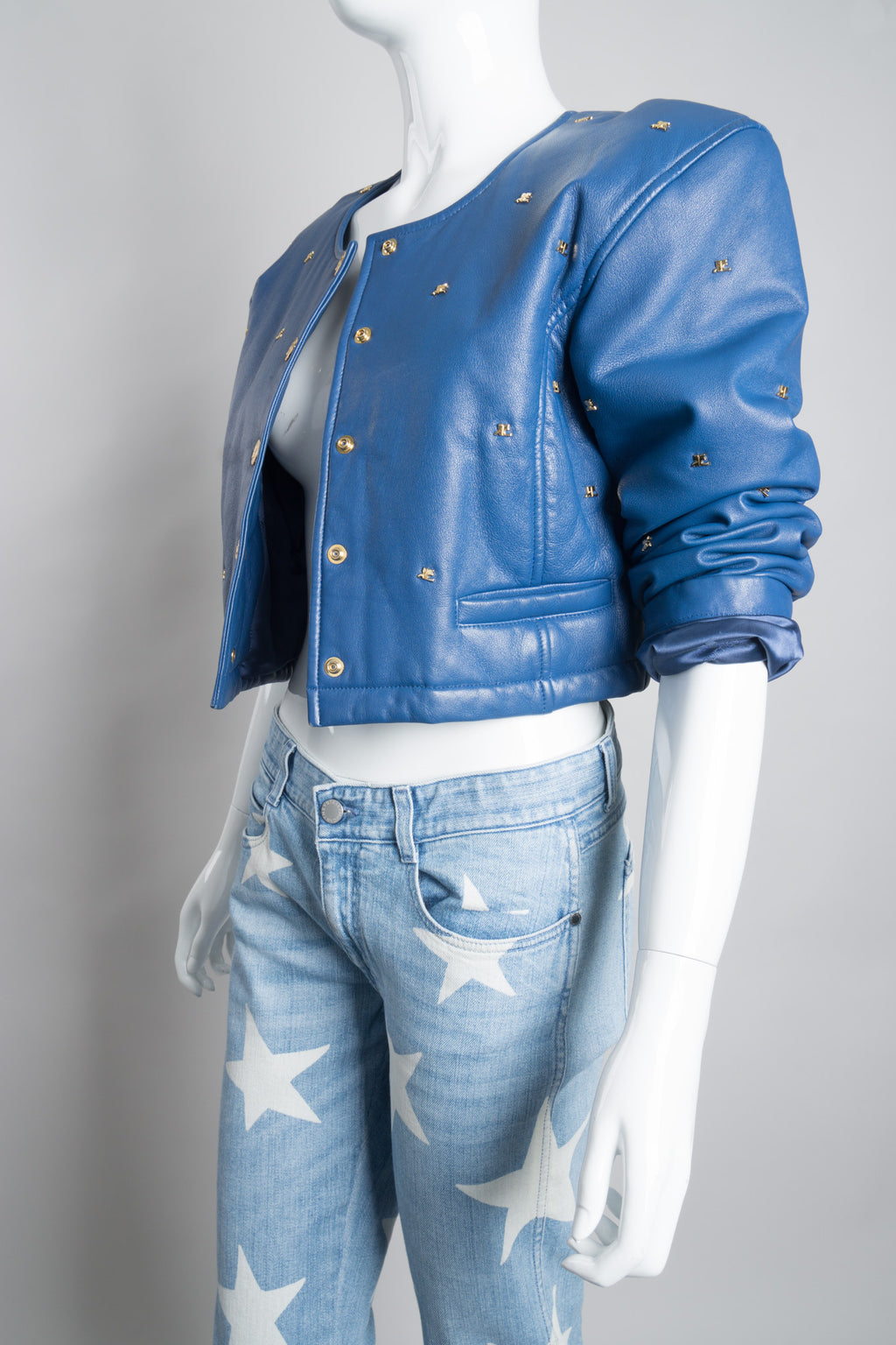 Courrèges Logo Stud Cropped Leather Jacket – Recess