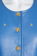 Courreges Logo Stud Cropped Leather Jacket