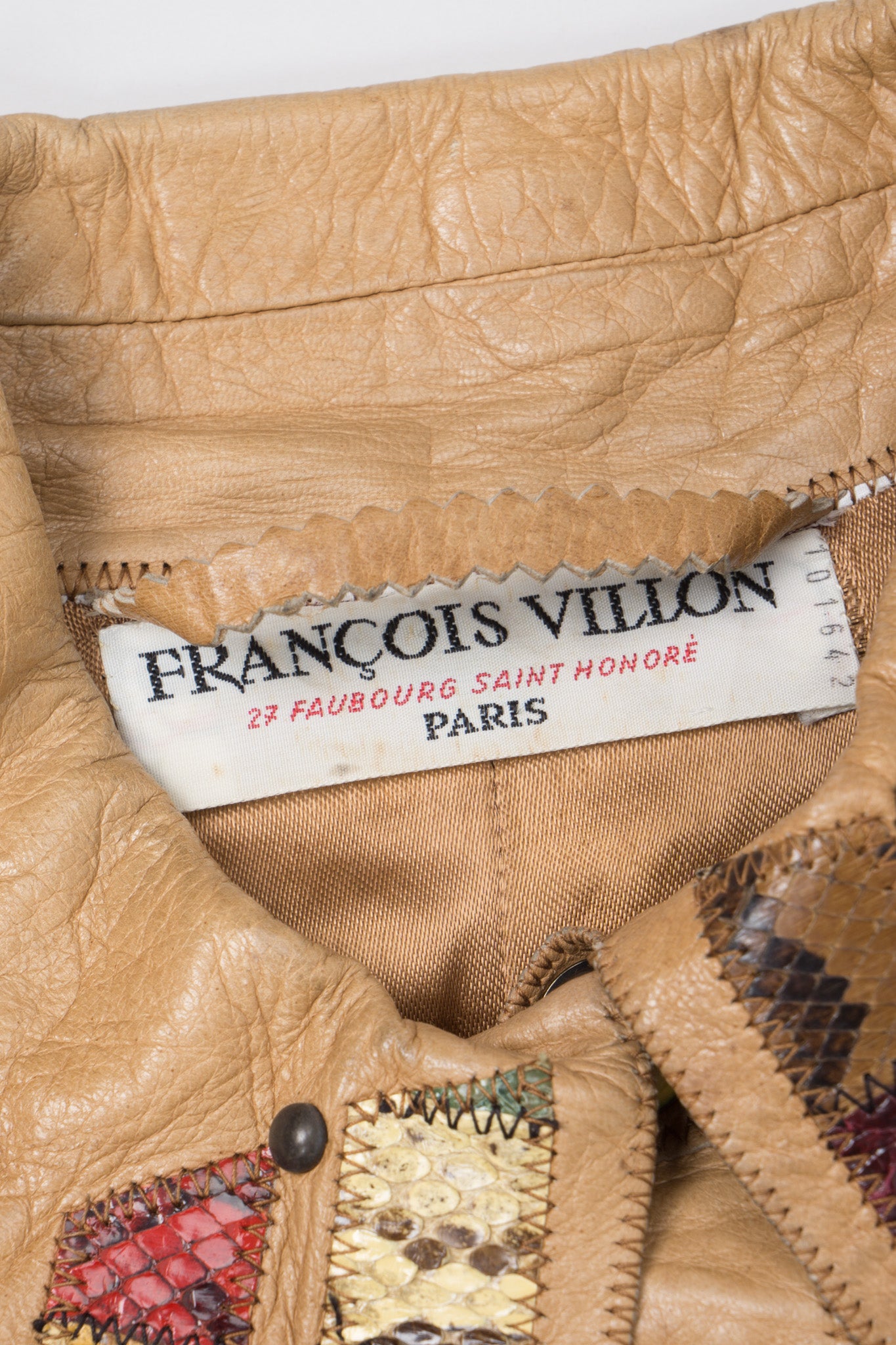 Francois Villon Paris Snake Trim Leather Shirt Jacket