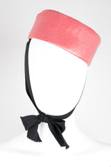 Yves Saint Laurent YSL Straw Ribbon Tie Jackie O Pillbox Hat