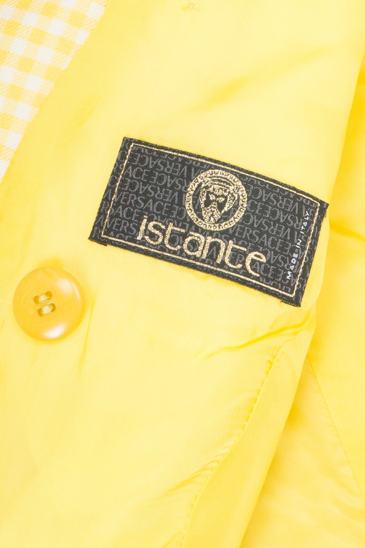 Istante Versace Cropped Gingham Double Breasted Letter Jacket – Recess