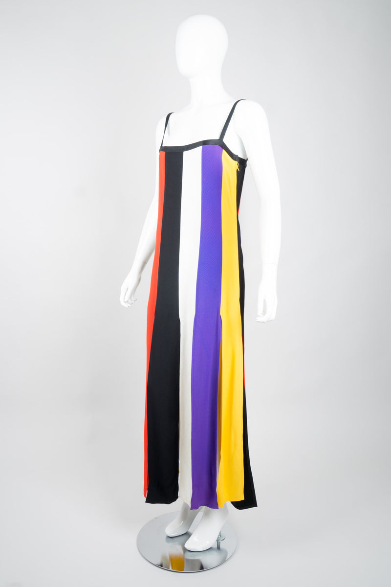 YSL Yves Saint Laurent Rainbow Stripe Carwash Slip Dress