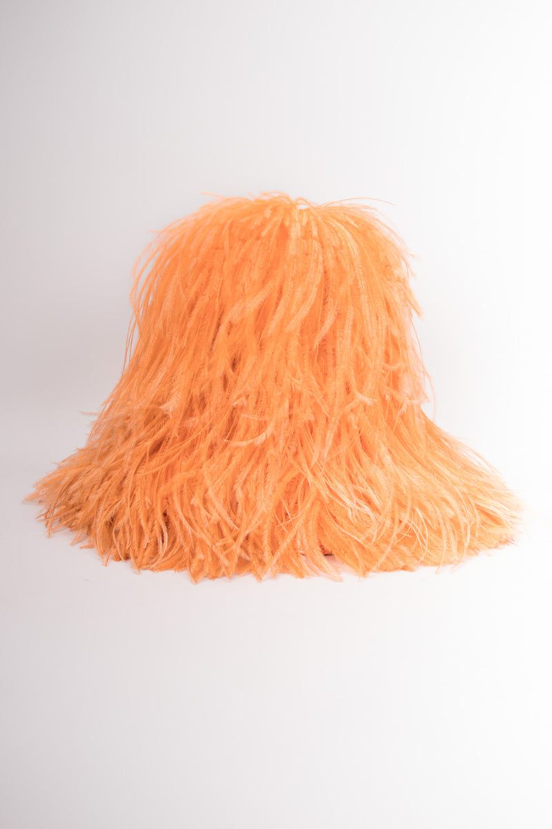 Happy Capper Ostrich Feather Straw Bucket Hat