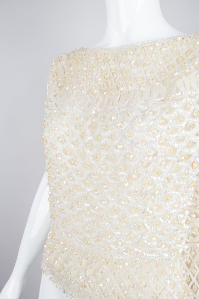 Bateau Neck Beaded Bridal Wedding Sleeveless Vintage Shell