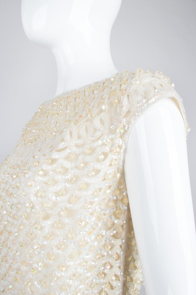 Bateau Neck Beaded Bridal Wedding Sleeveless Vintage Shell