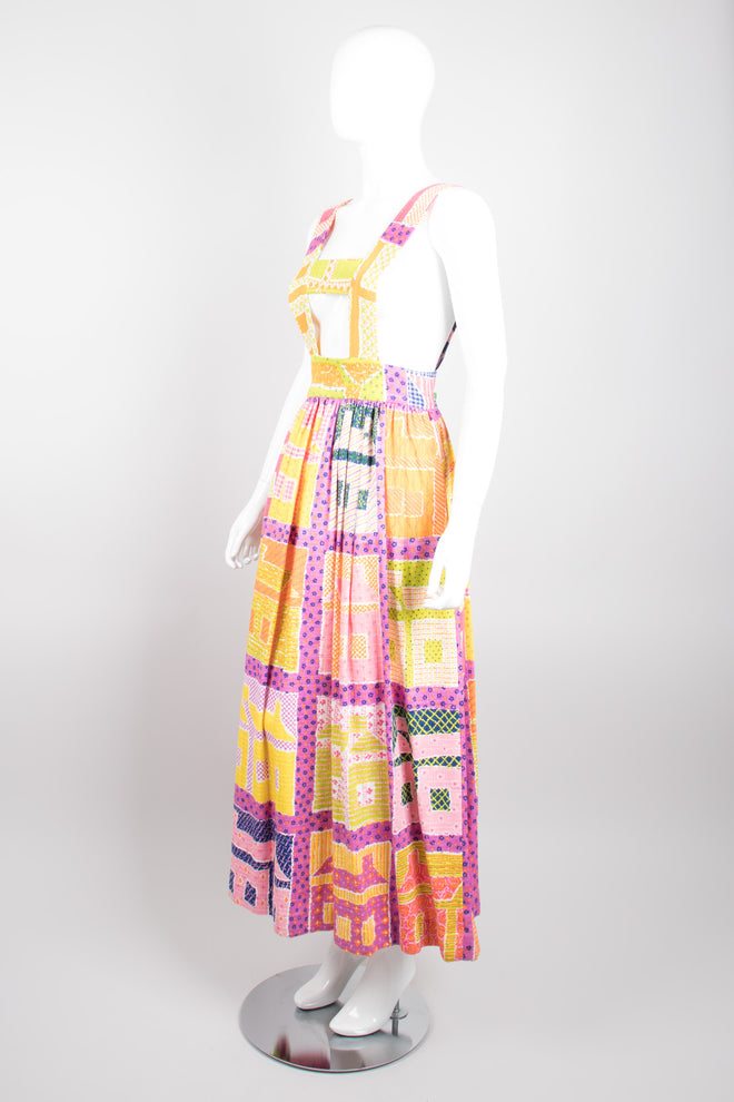 Royal Robe Bill Tice Suspender Skirt in Vintage Print by Gloria Vanderbilt