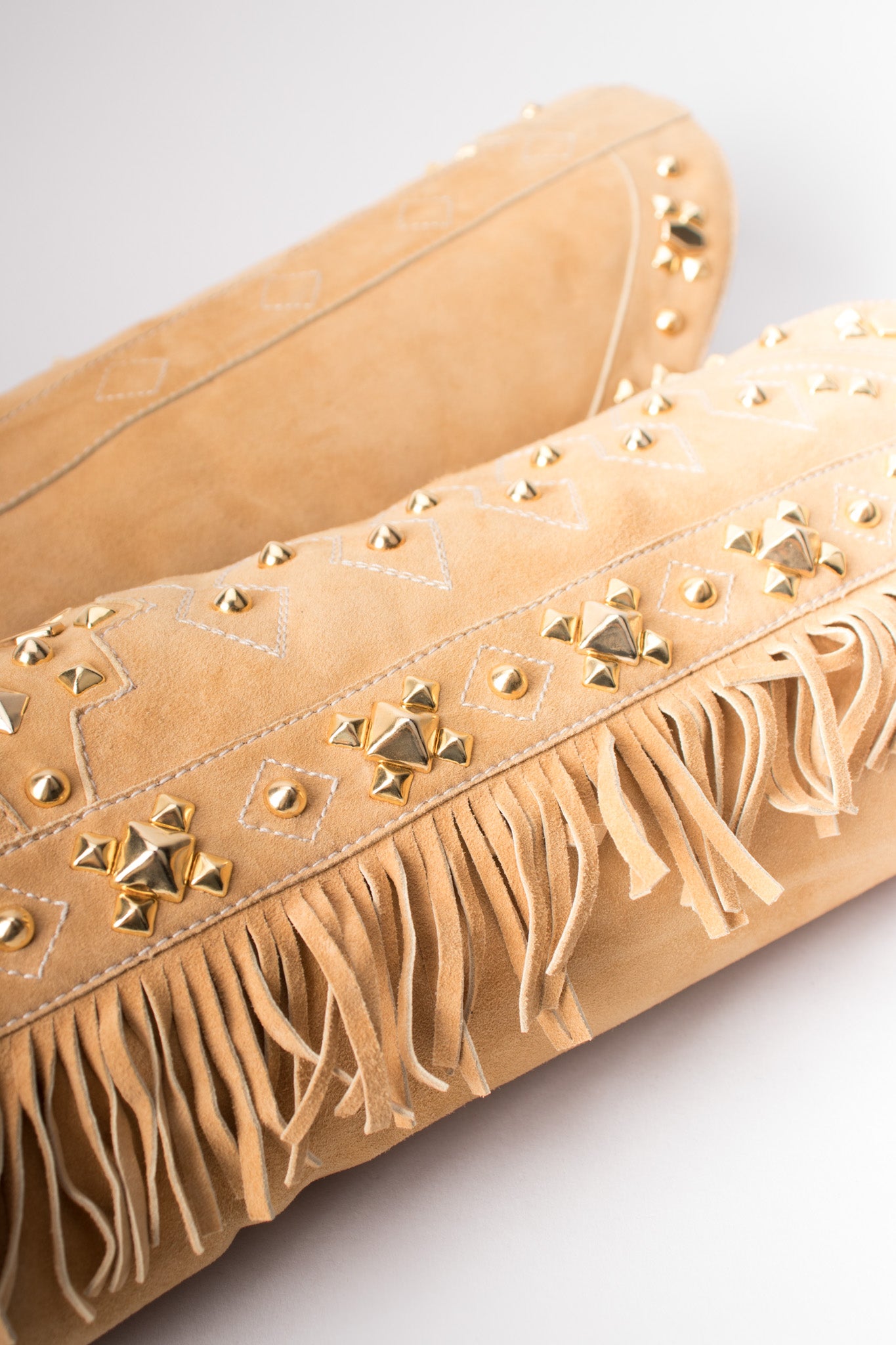 Susan Bennis Warren Edwards SBWE Tan Studded Suede Fringe Cowboy Boots