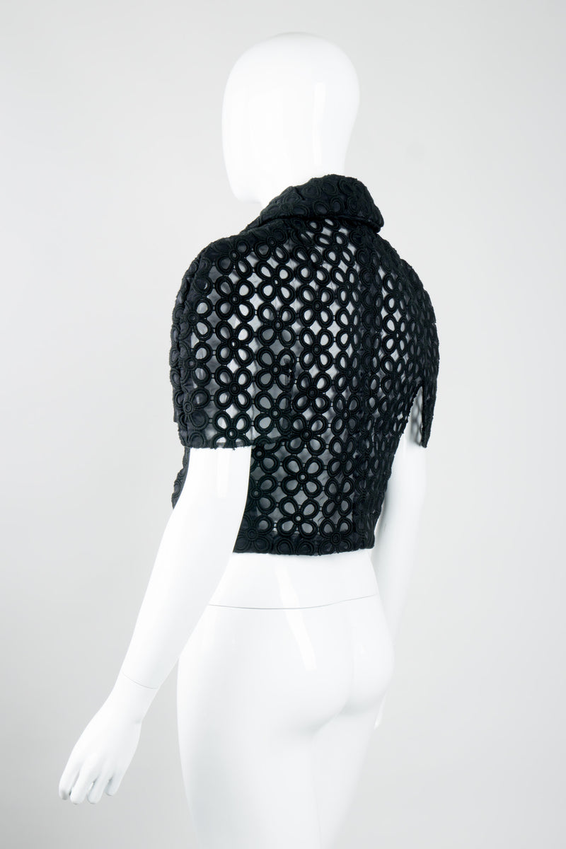 Comme Des Garcons Sheer Mesh Daisy Embroidered Short Sleeve Jacket