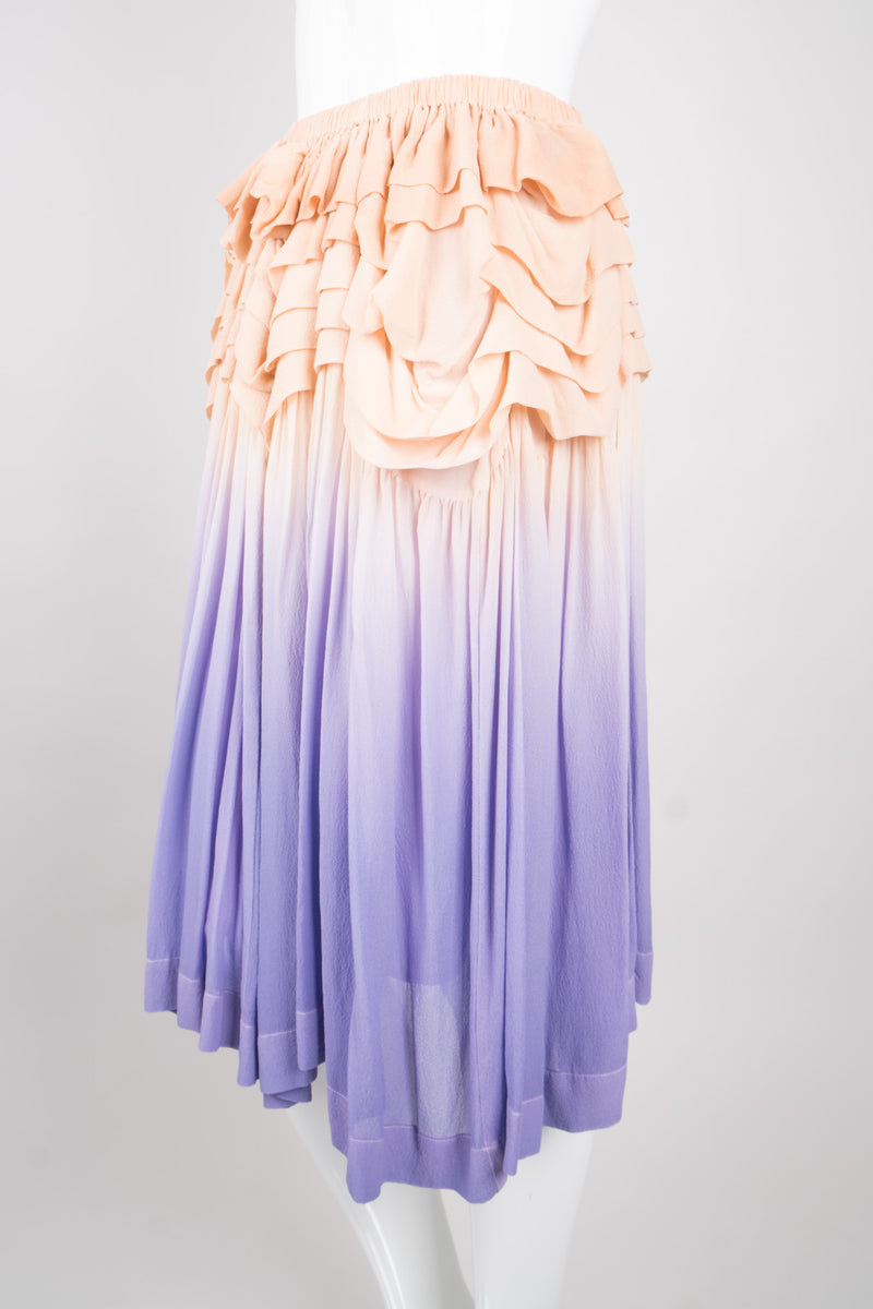 Limi Feu Yohji Yamamoto Ombré Silk Chiffon Ruffle Skirt