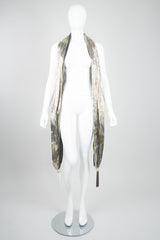 Vintage Metallic Lamé Tassel Scarf Formal Wrap Bikini Cover Up