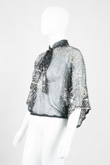 Lillie Rubin Sheer Chiffon Sequin Sunburst Top