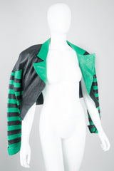 Phillip Noel Beetlejuice Cropped Stripe Leather Jacket