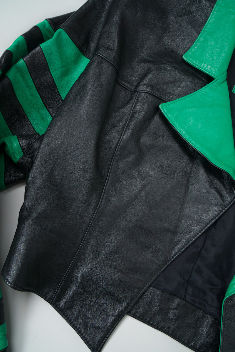 Phillip Noel Beetlejuice Cropped Stripe Leather Jacket
